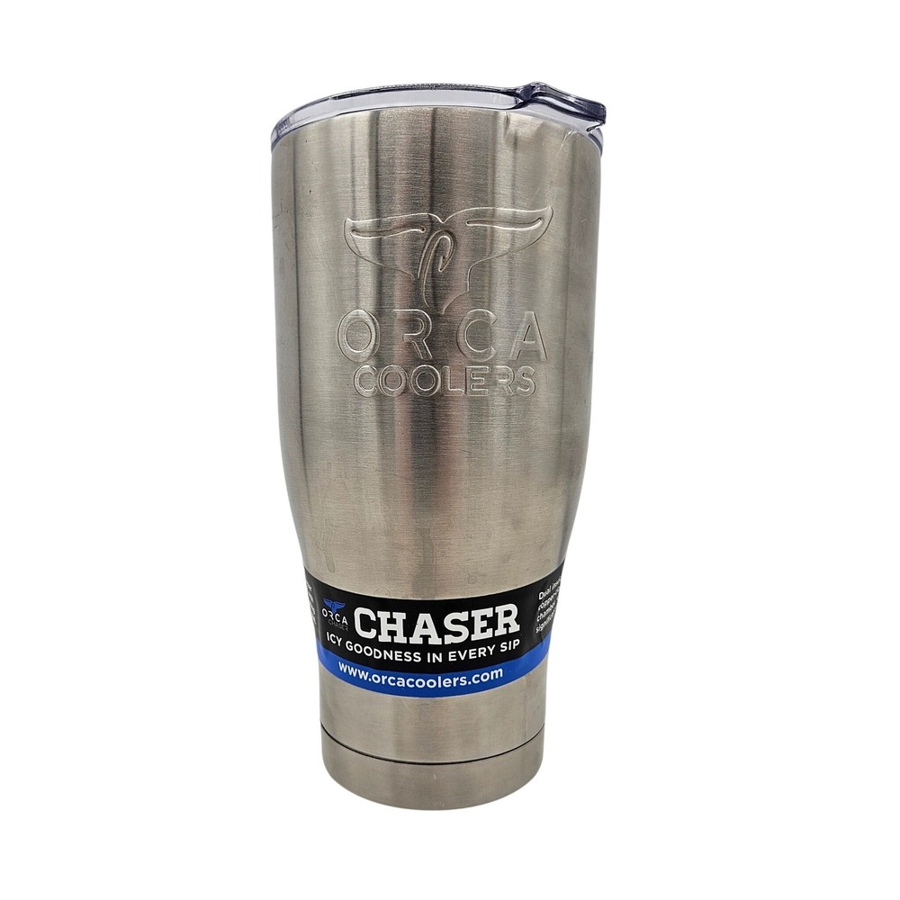 Orca Chaser 27 oz Stainless Steel Tumbler Gastrogard Omeprazole Promo Silver NEW